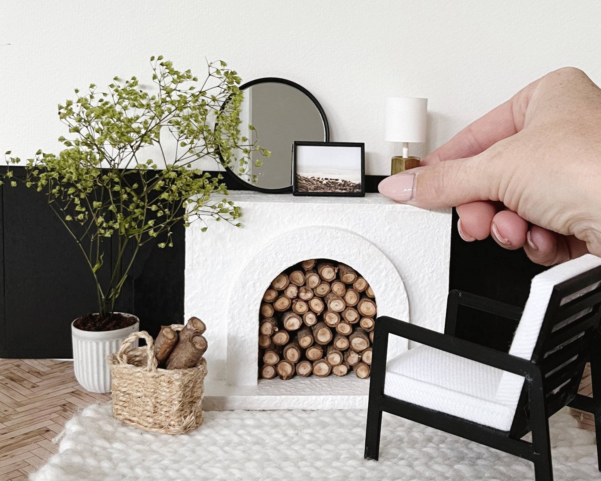 Modern Miniature Dollhouse Fireplace - Joy Gift Shoppe