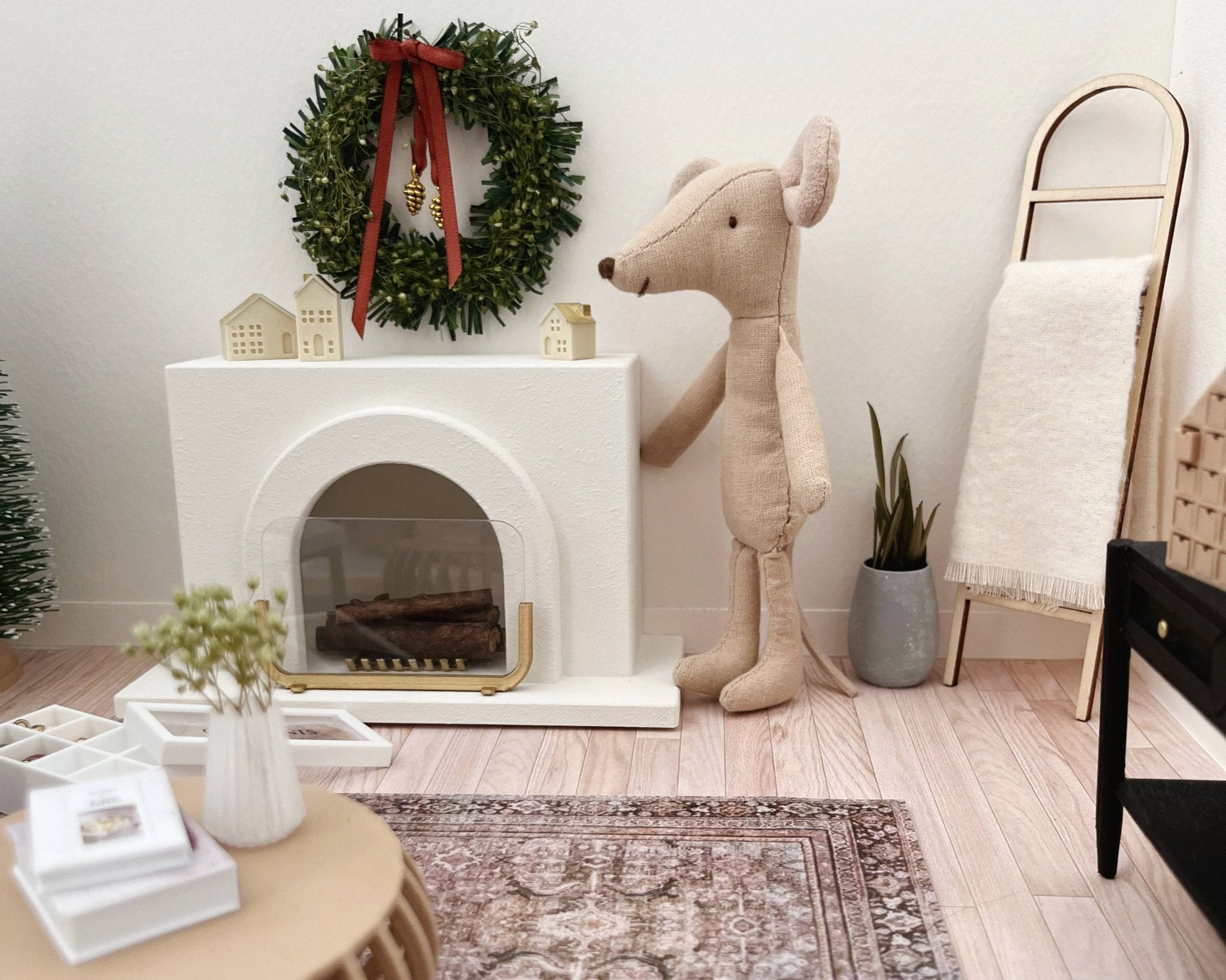 Modern Miniature Dollhouse Fireplace - Joy Gift Shoppe