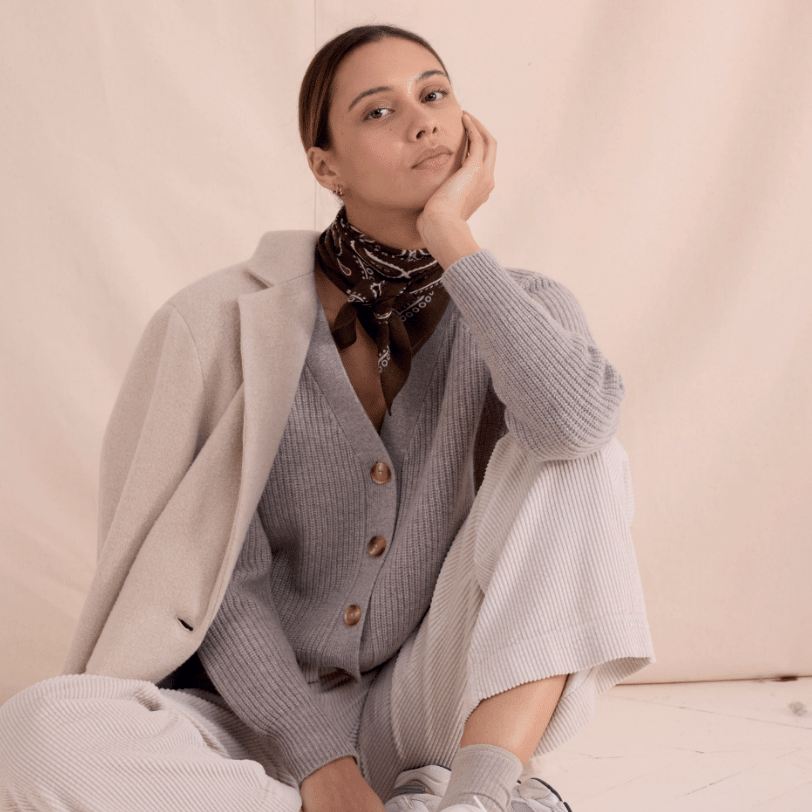 MOENA Heather Grey Cardigan - Joy