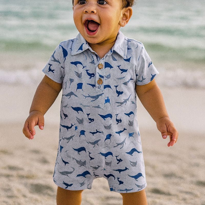 MOLOKAI Blue Whale Printed Romper - Joy