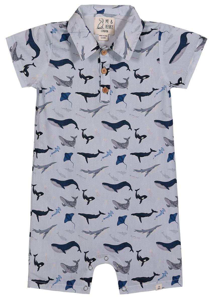 MOLOKAI Blue Whale Printed Romper - Joy