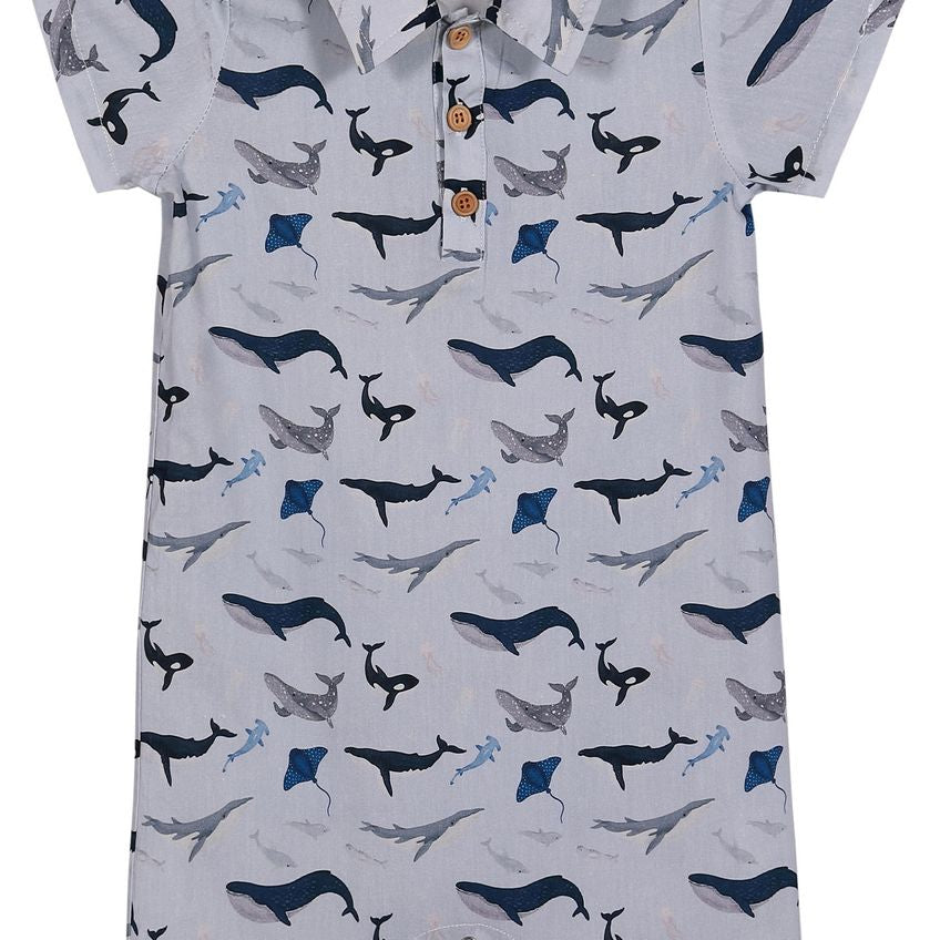 MOLOKAI Blue Whale Printed Romper - Joy