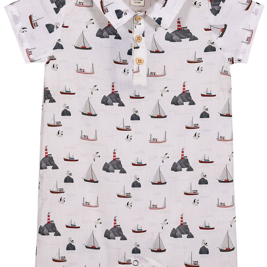 MOLOKAI White Harbor Printed Romper - Joy