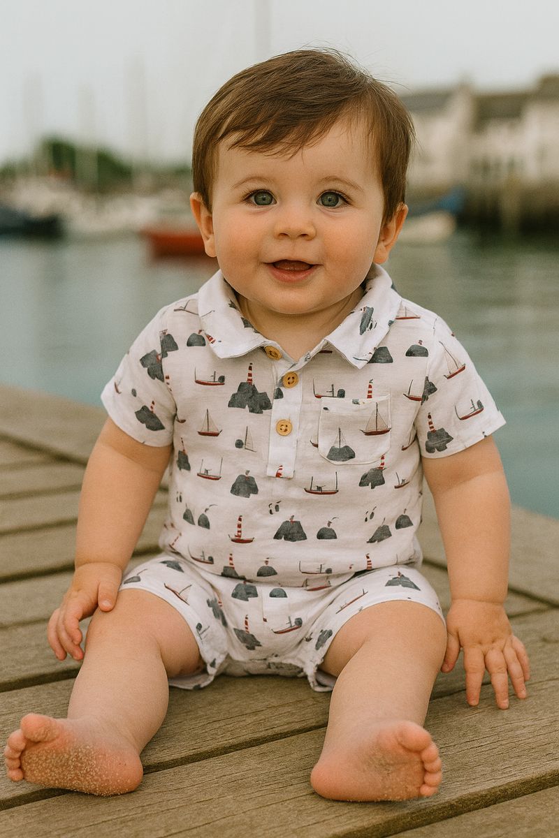 MOLOKAI White Harbor Printed Romper - Joy