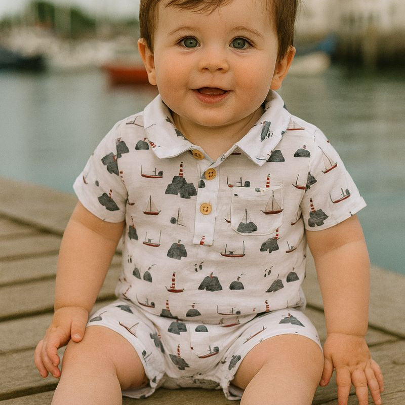 MOLOKAI White Harbor Printed Romper - Joy