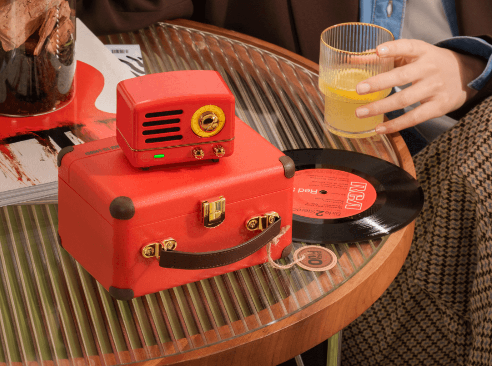 MUZEN OTR Metal Wireless Portable FM Radio Bluetooth Speaker: Red - Joy