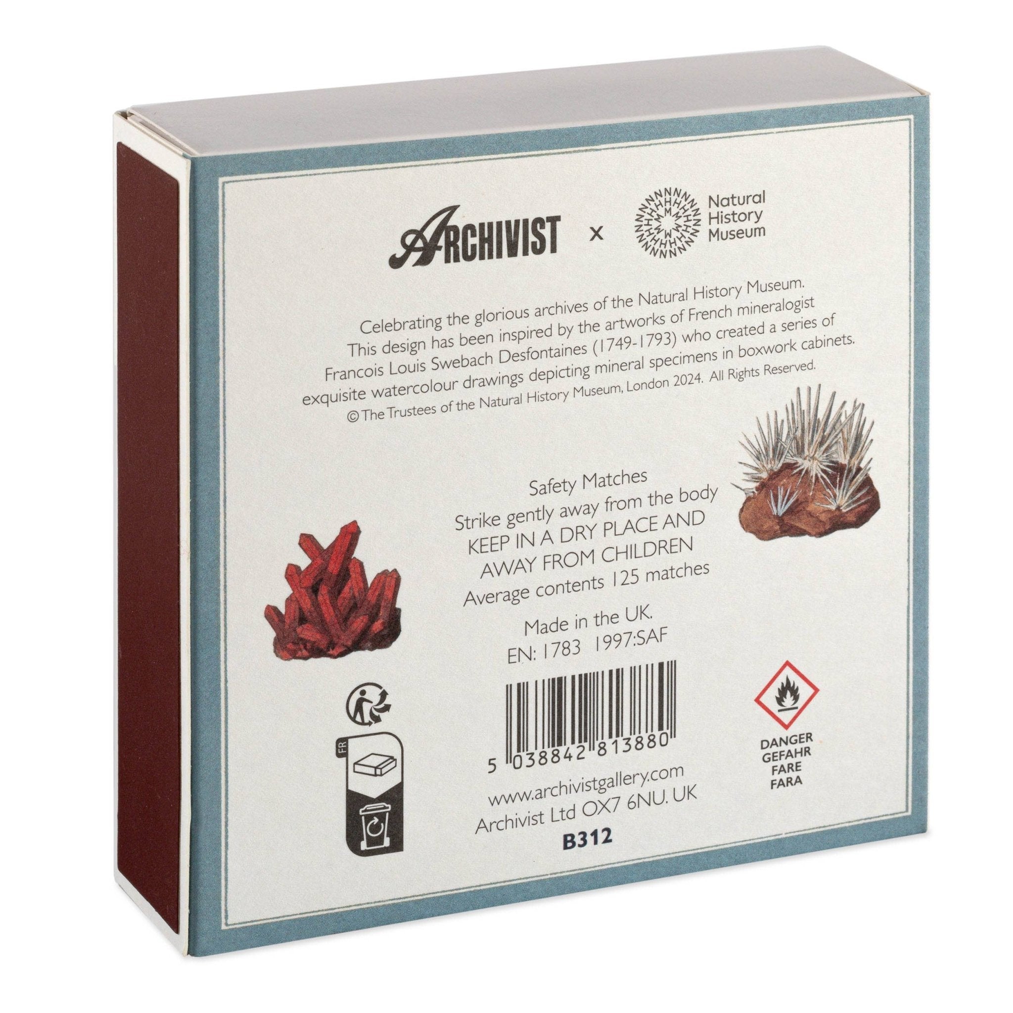 Natural History Museum Minerals | Square - Safety Matches - Joy