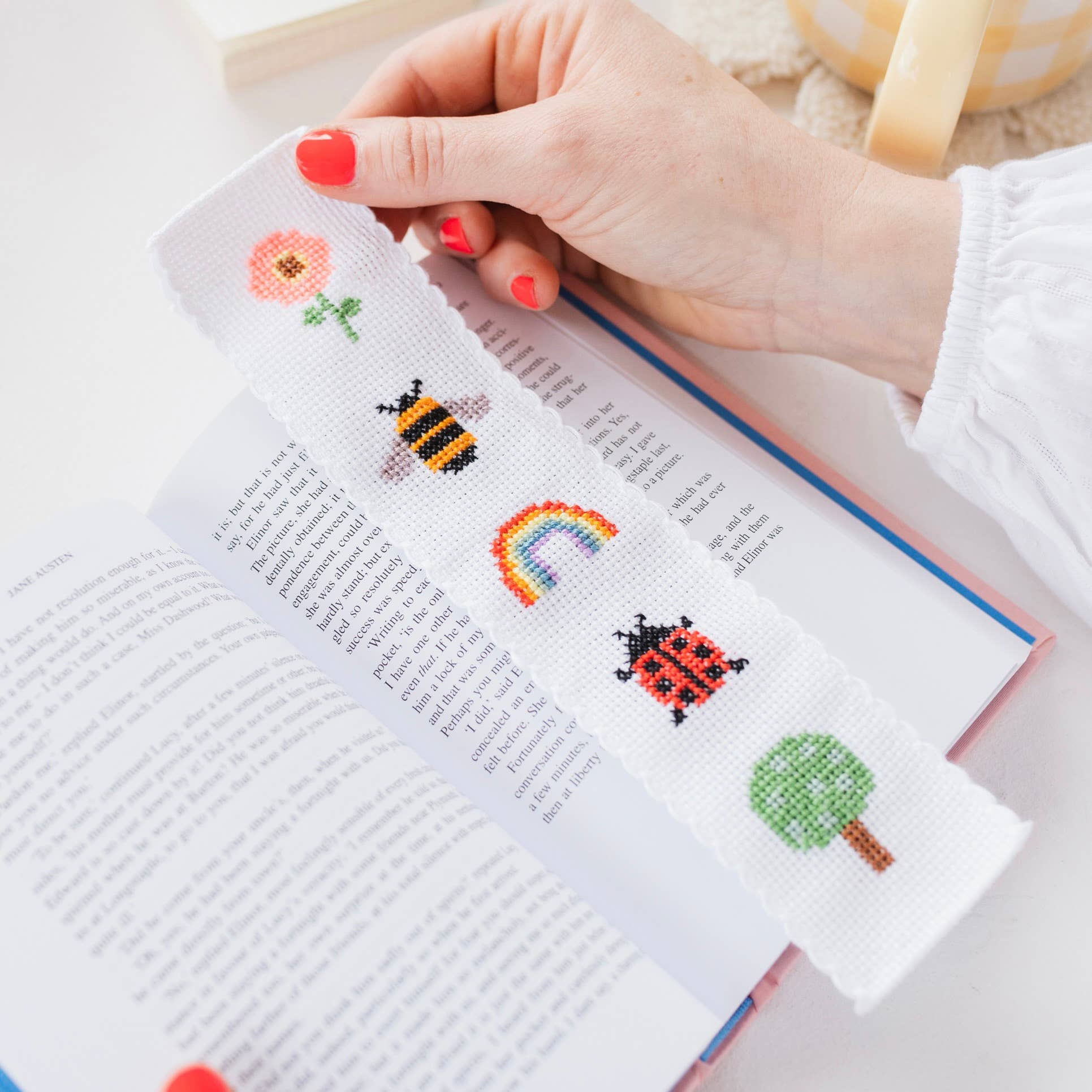 Nature Rainbow Cross Stitch Bookmark Kit Beginner Friendly - Joy