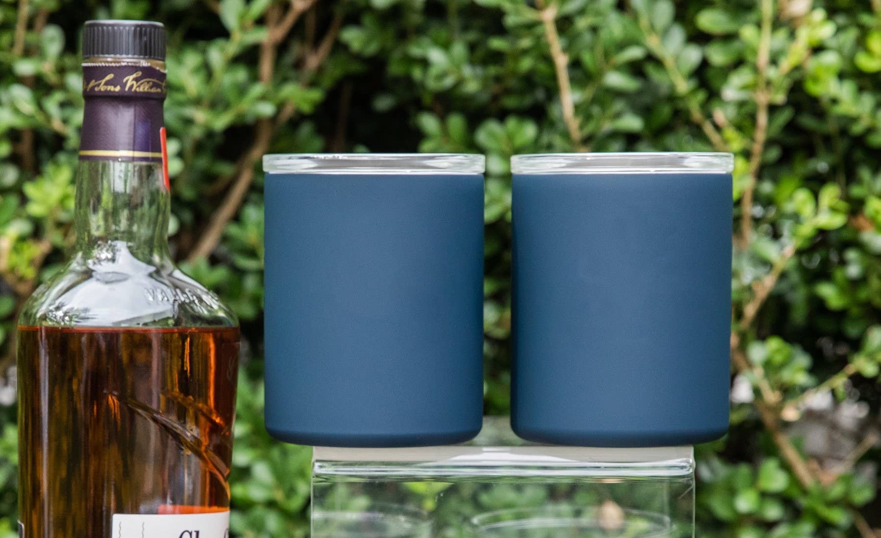 Navy Glass Lined Whiskey Low Ball Set of 2 - Joy