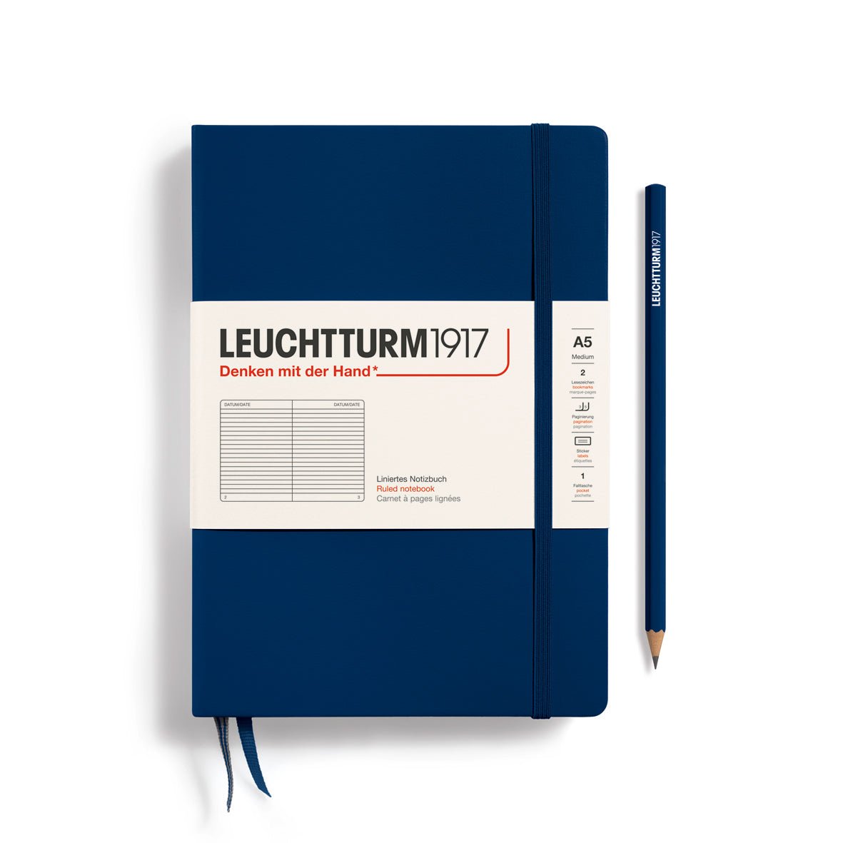 Navy Medium Hardcover Notebook - Ruled - Joy
