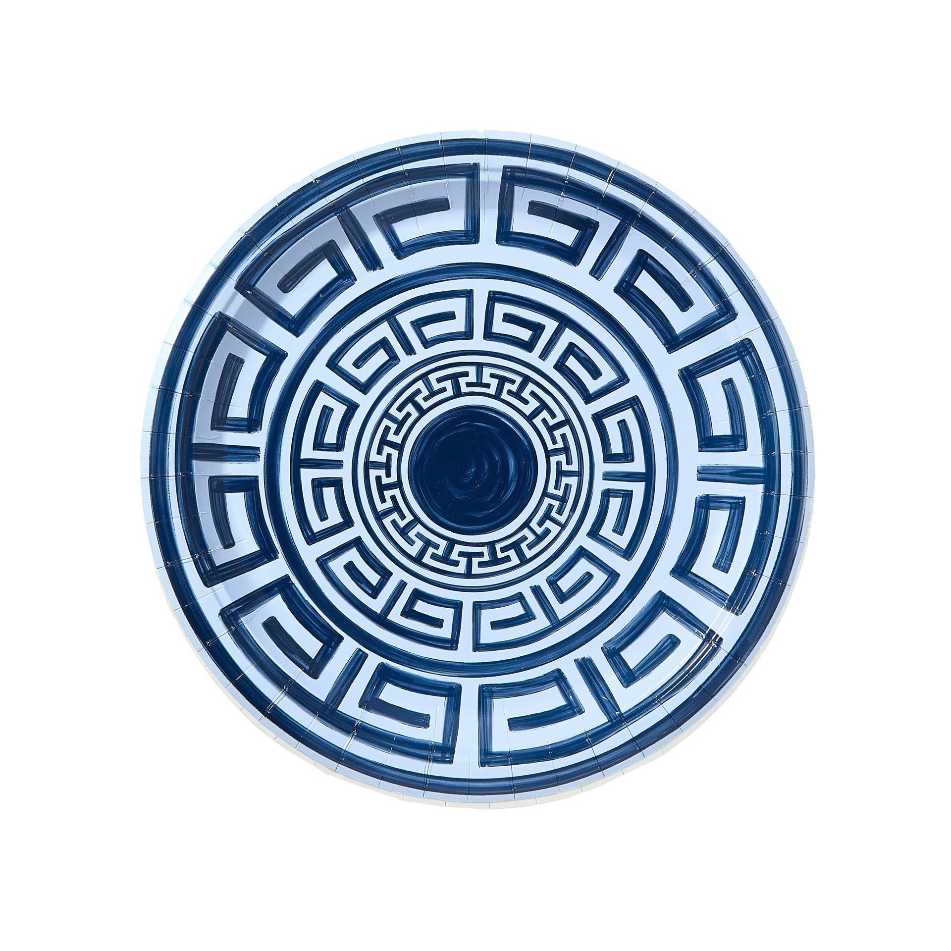 Navy & Sky Greek Key Pavilion Dinner Paper Plates - 8 Pack - Joy Gift Shoppe