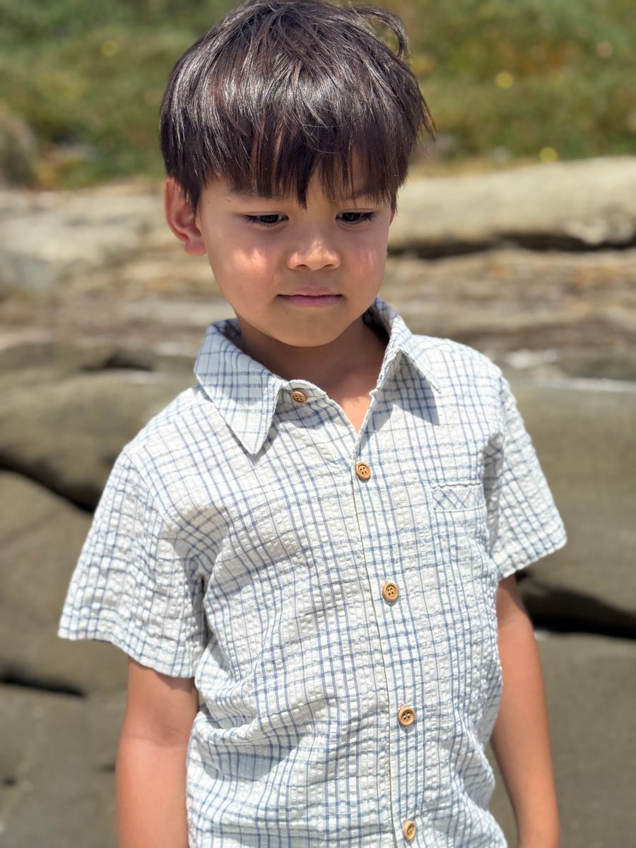 NEWPORT Chambray/Cream Plaid Shirt - Joy