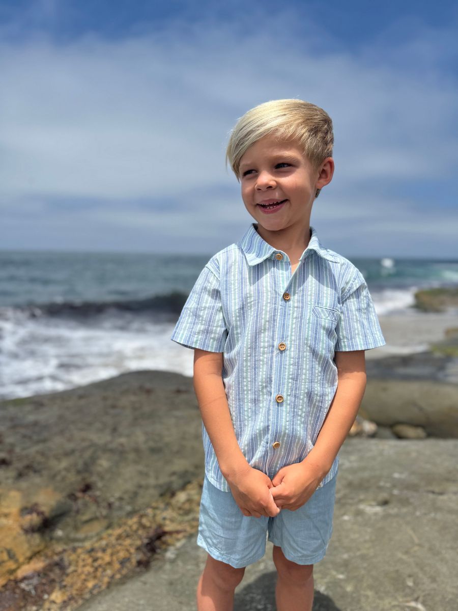 NEWPORT Chambray/Mint Stripe Shirt - Joy