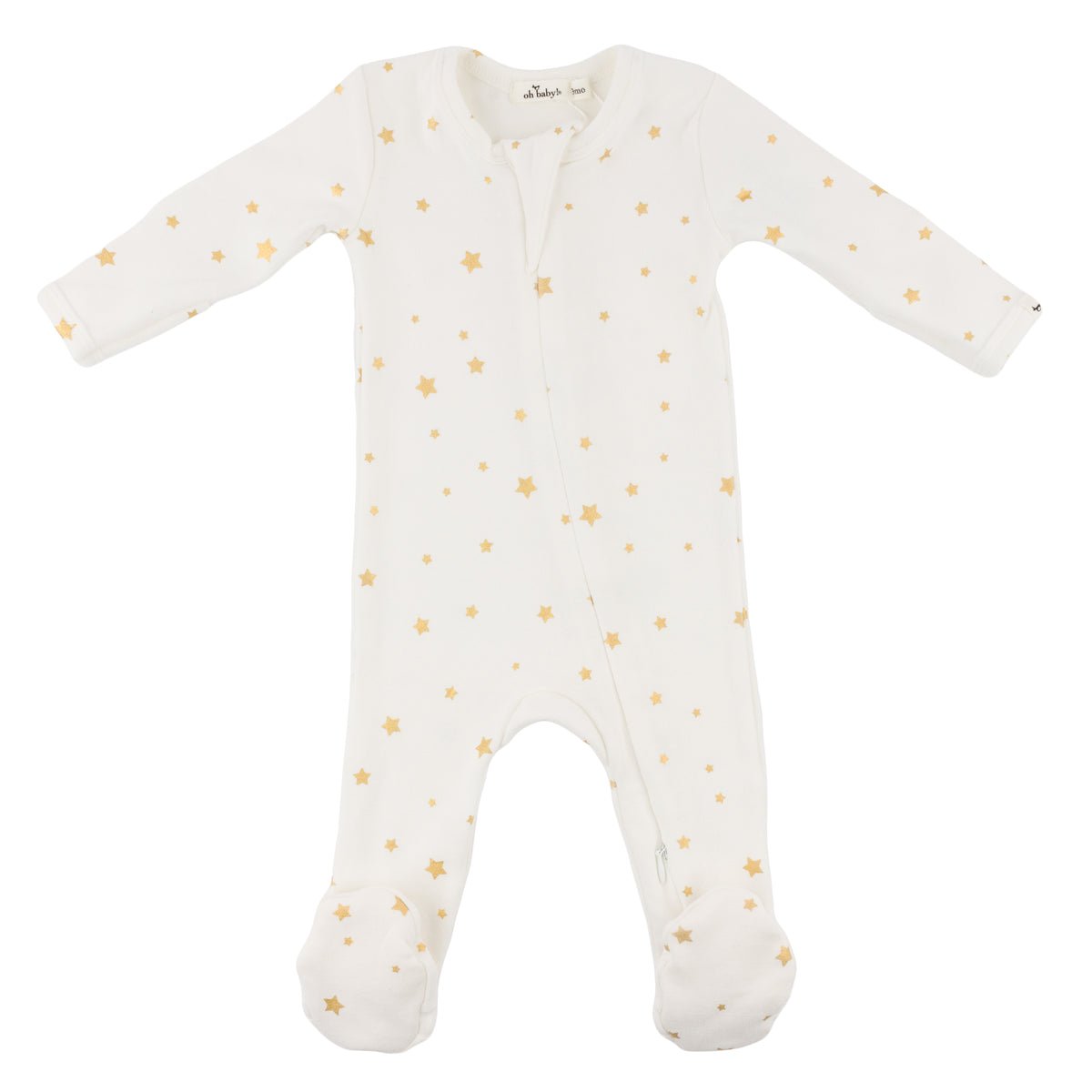 Oh Baby Gold Star Zipper Footie - Joy