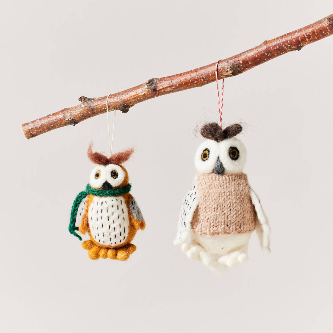 Oliver Owl Felted Woodland Animal Ornament - Joy