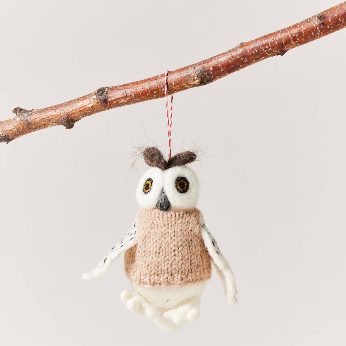 Oliver Owl Felted Woodland Animal Ornament - Joy