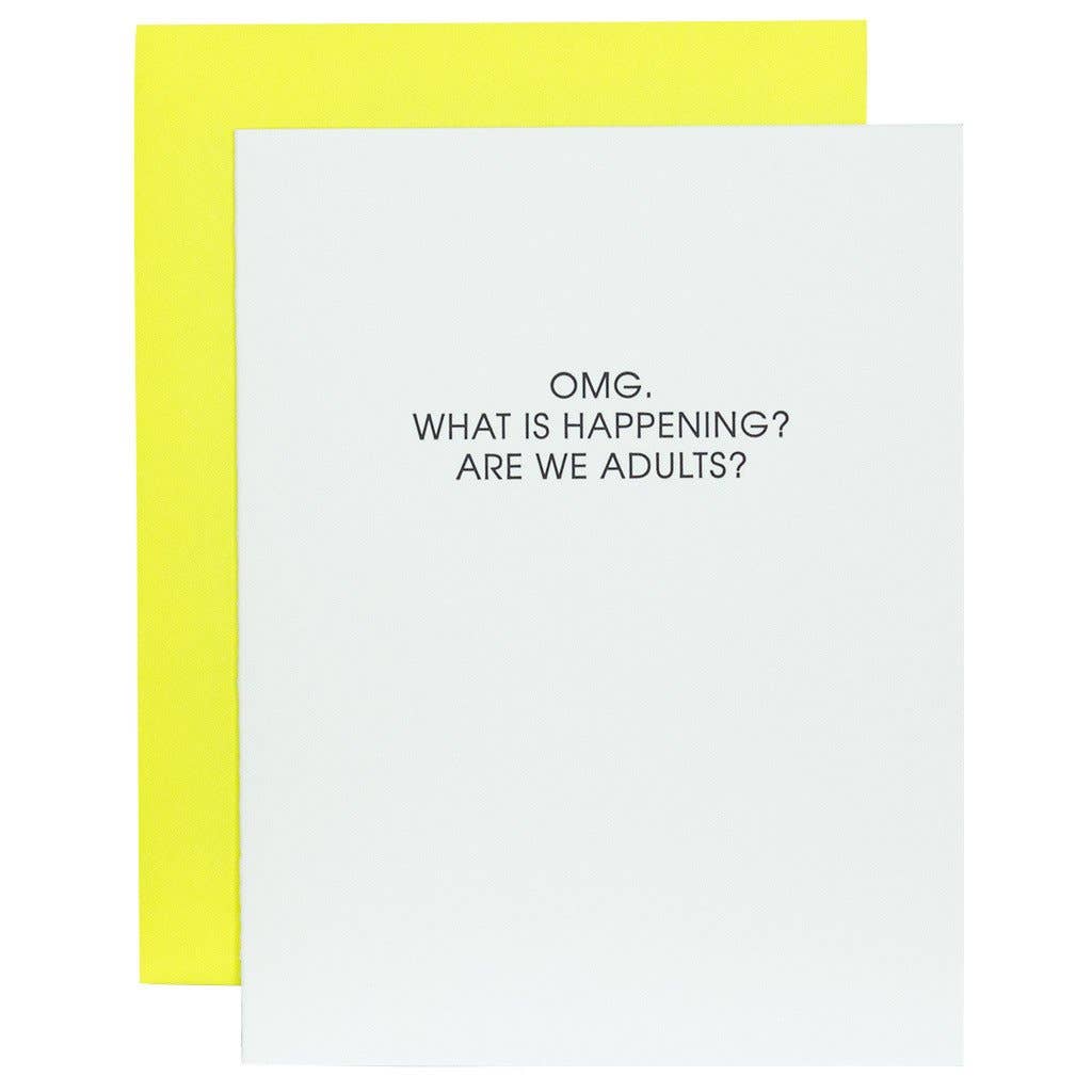 OMG Are We Adults Letterpress Greeting Card - Joy