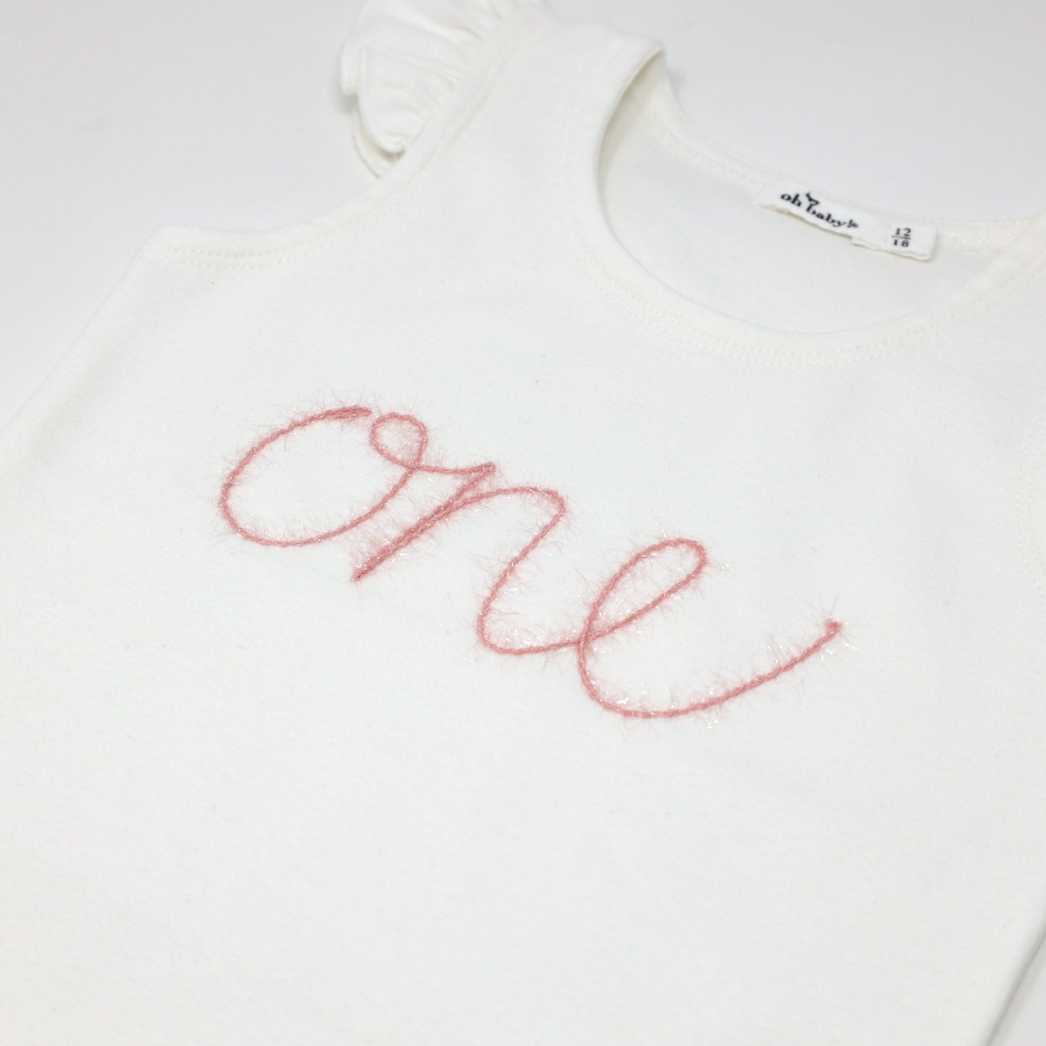"one" Pink Embroidered Flutter Sleeve Tank - Joy