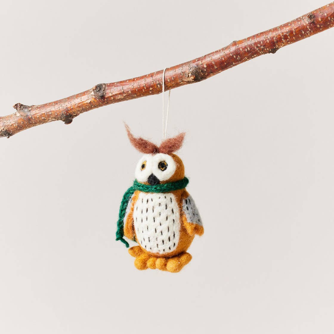 Ophelia Owl Felted Woodland Animal Ornament - Joy