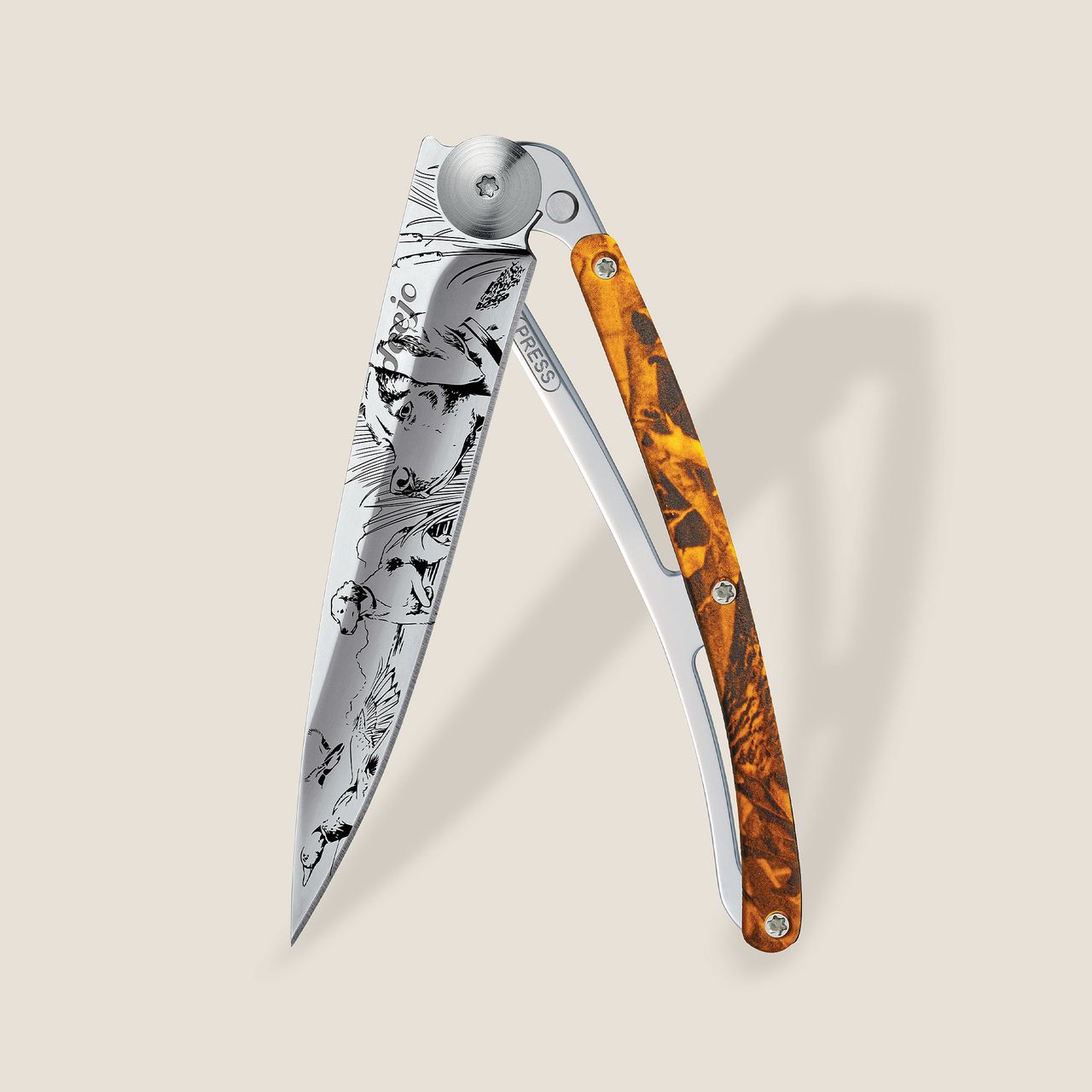 Orange Camo Wood Knife - Joy