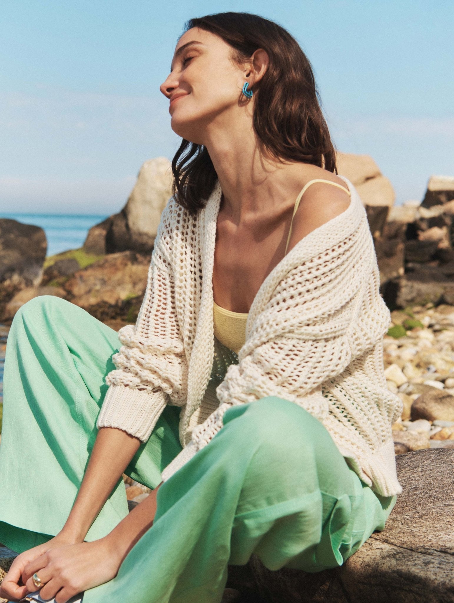 Organic Cotton Open Mesh Cardigan - Joy
