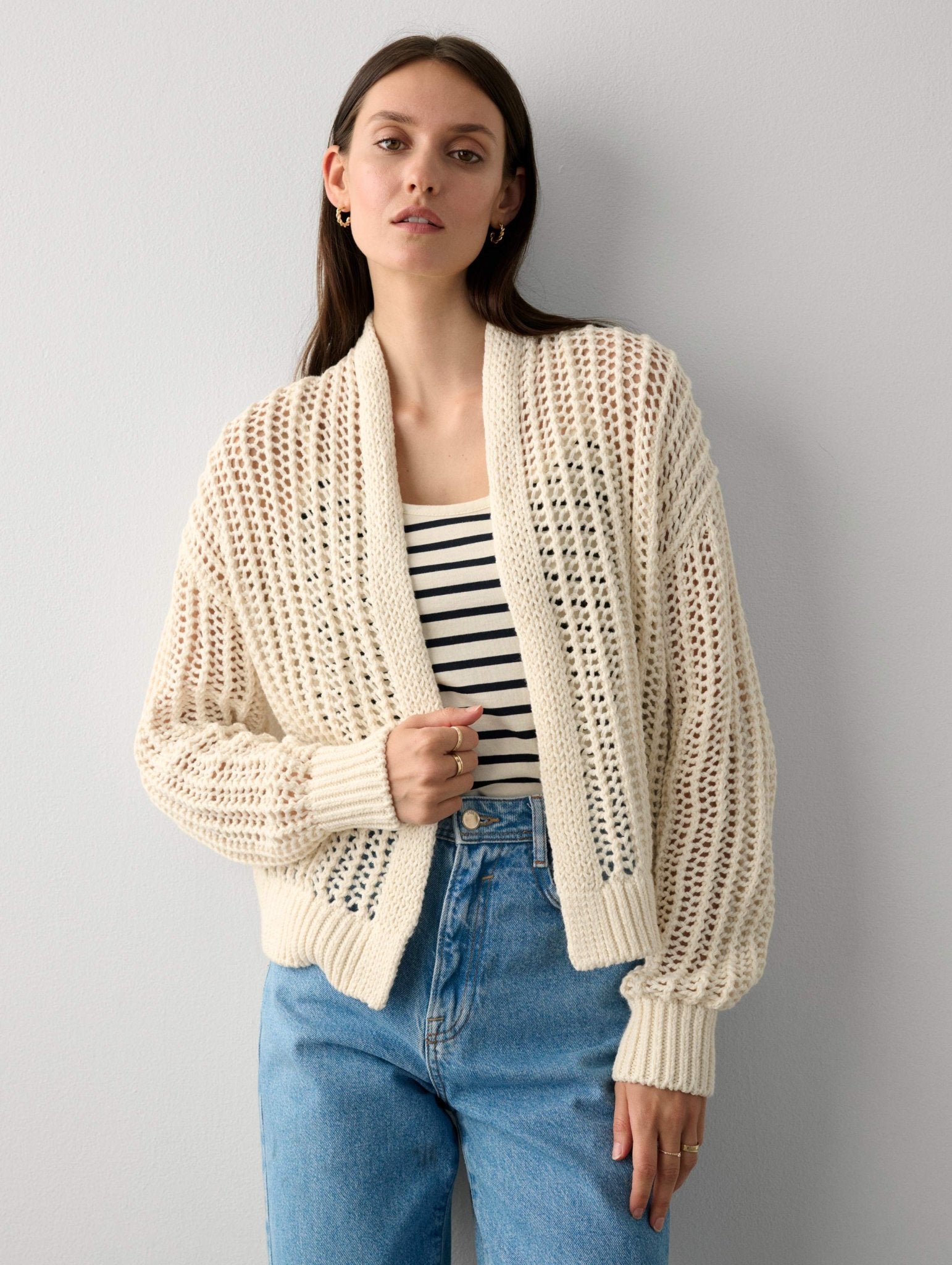 Organic Cotton Open Mesh Cardigan - Joy