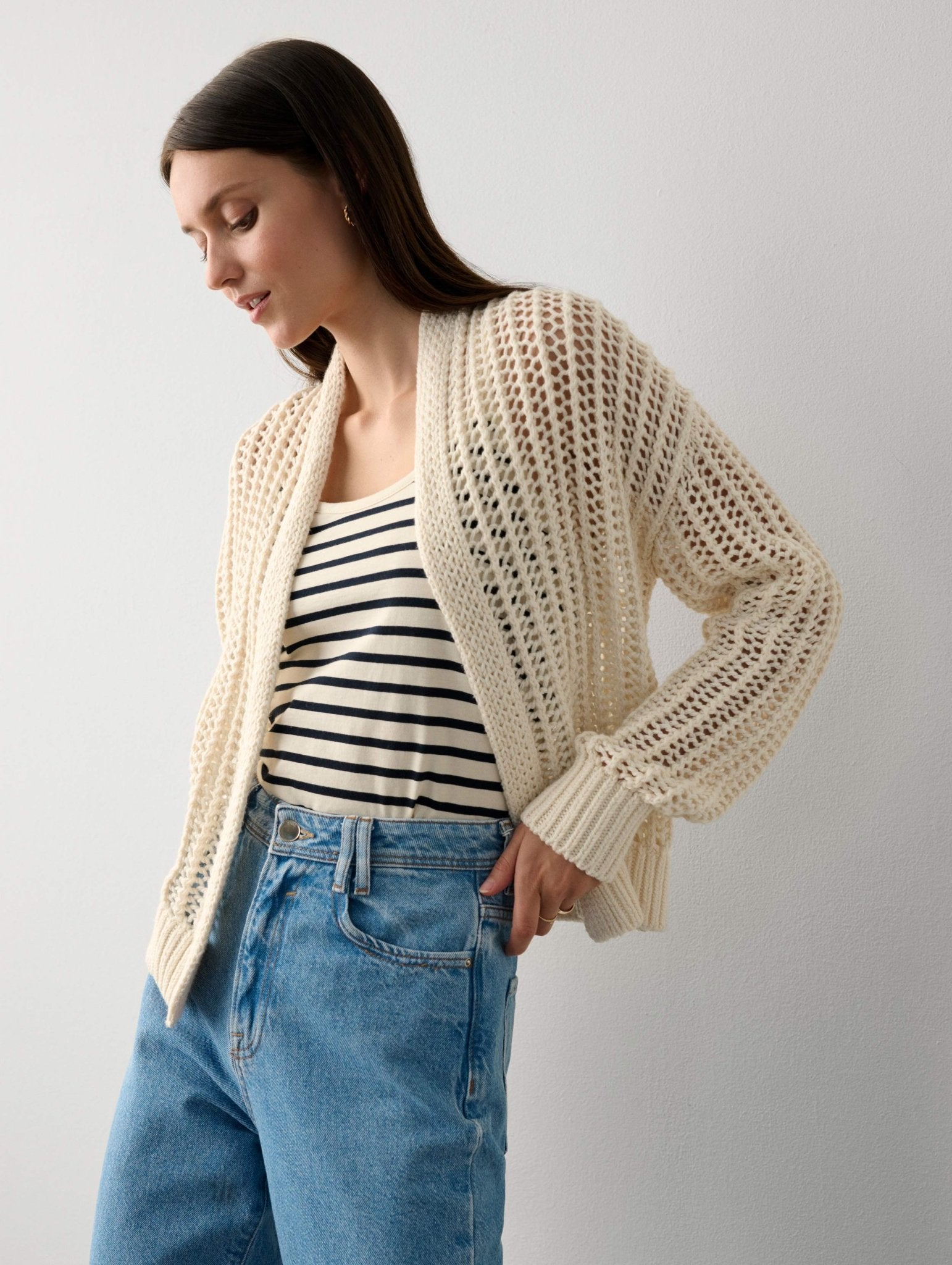 Organic Cotton Open Mesh Cardigan - Joy