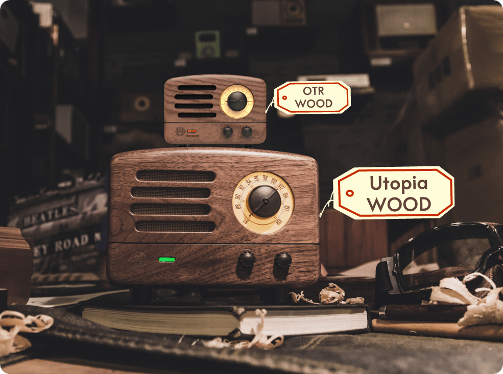 OTR Wood and Utopia Retro Portable FM Radio Bluetooth: Walnut / OTR Wood - Joy
