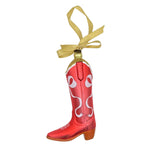 Petite Paloma Claire Red Bow Boot Ornament - Joy