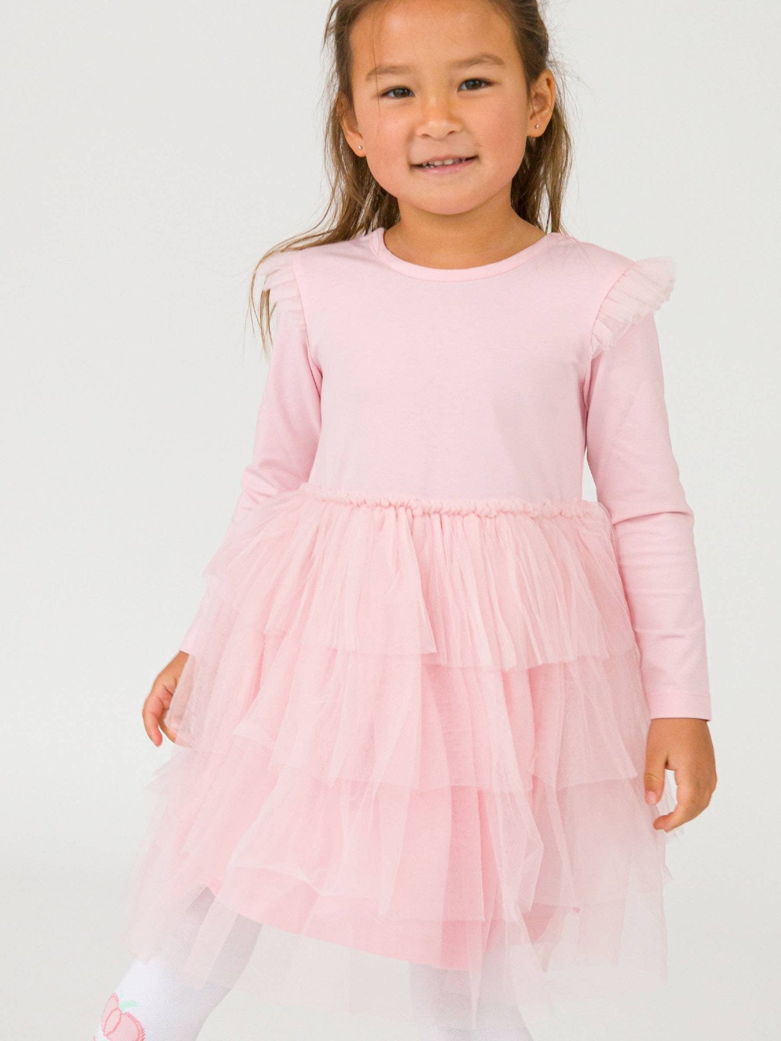 Pink Flutter Tulle LS Twirl Dress | 5Y - Joy