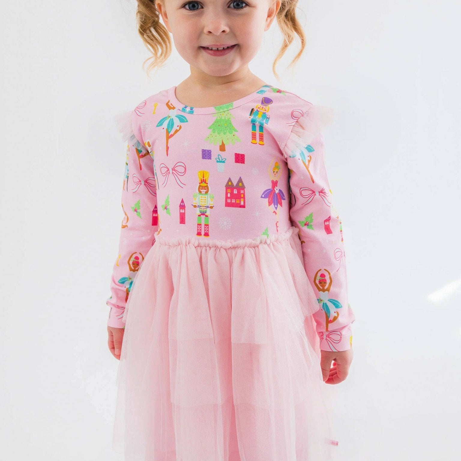 Pink Sugarplum Dreams Flutter Tulle LS Twirl Dress | 18 - 24M - Joy