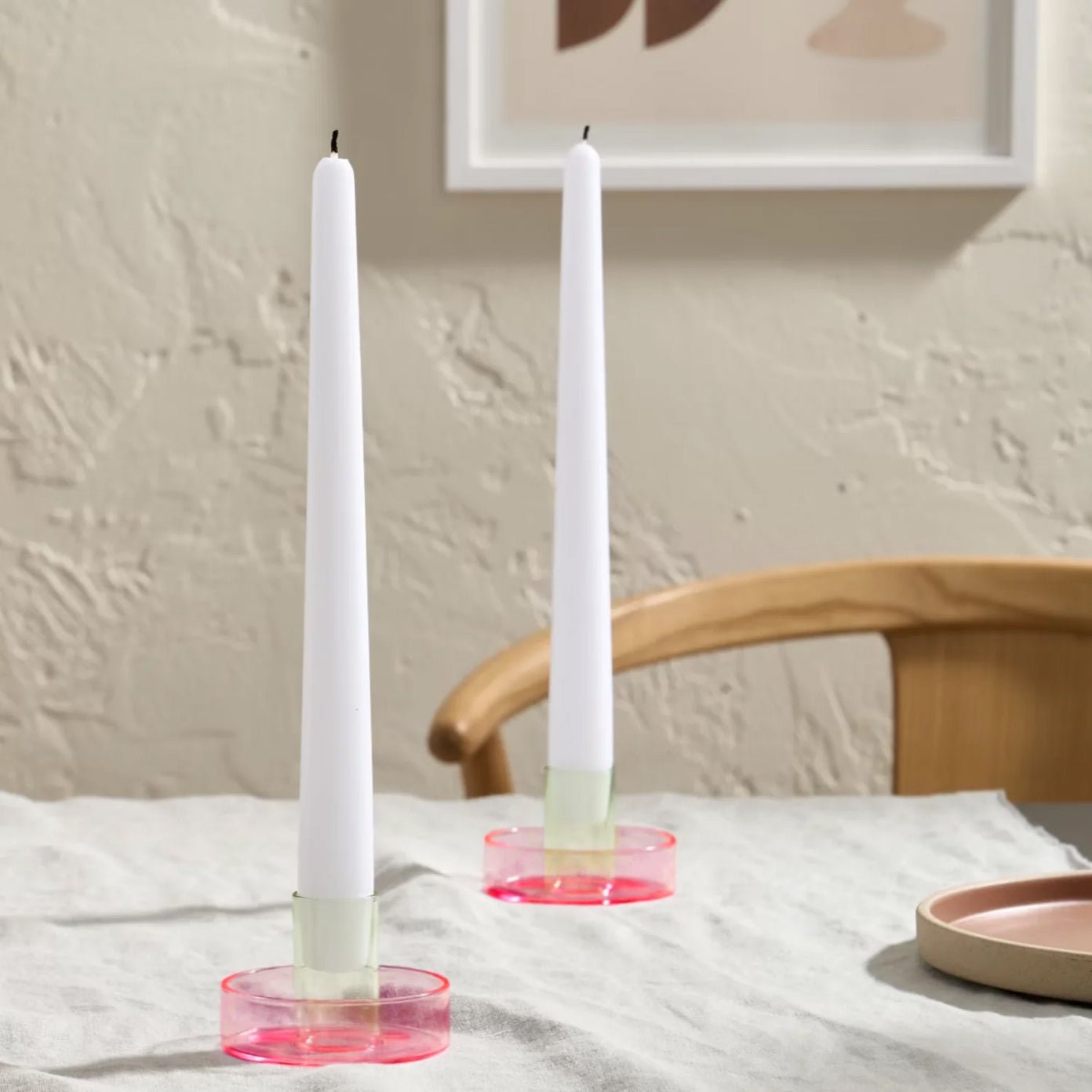 Pink/Green Glass Candle Holder - Joy
