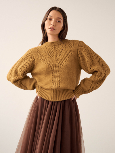 Plush Alpaca Blend Pointelle Crewneck - Joy