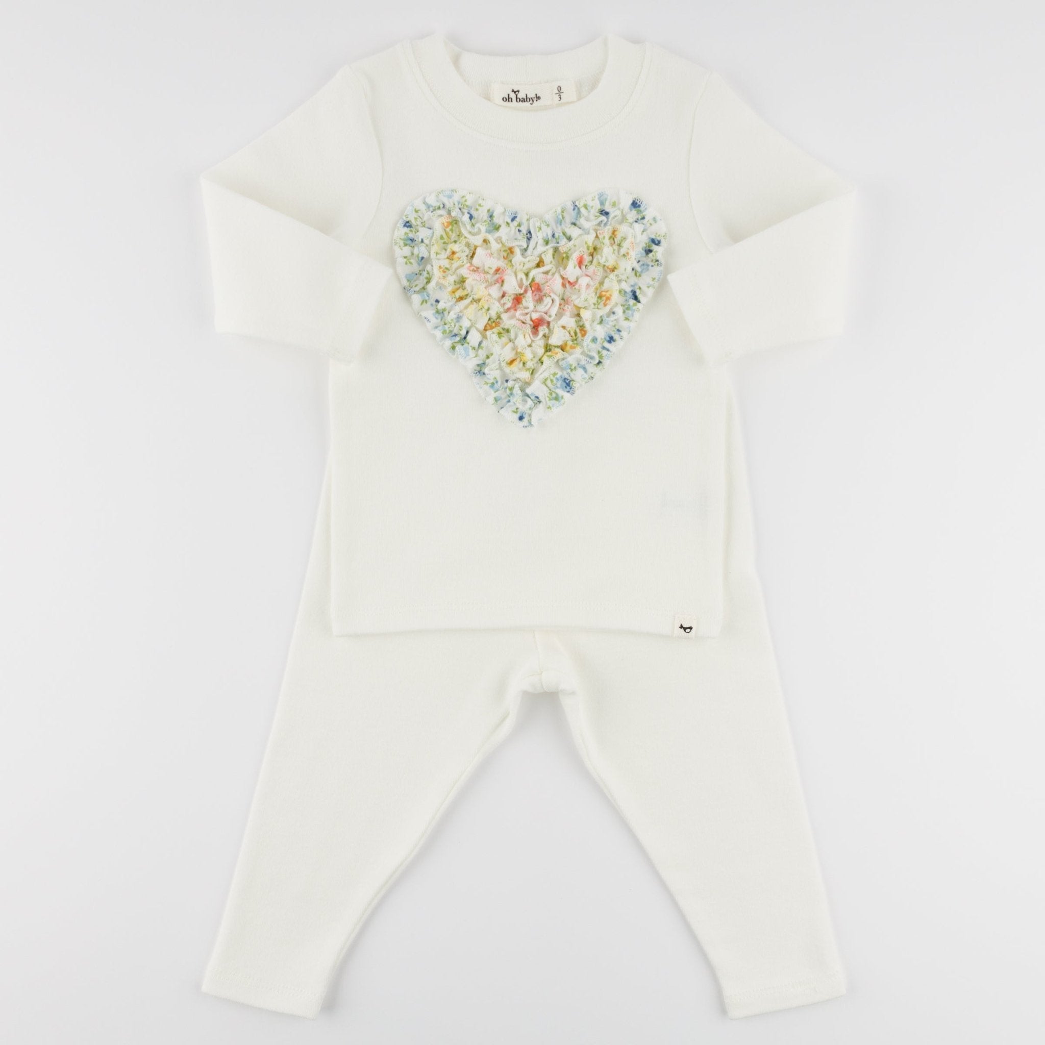 Poppy Sprig Ruffle Heart Two Piece Set - Joy