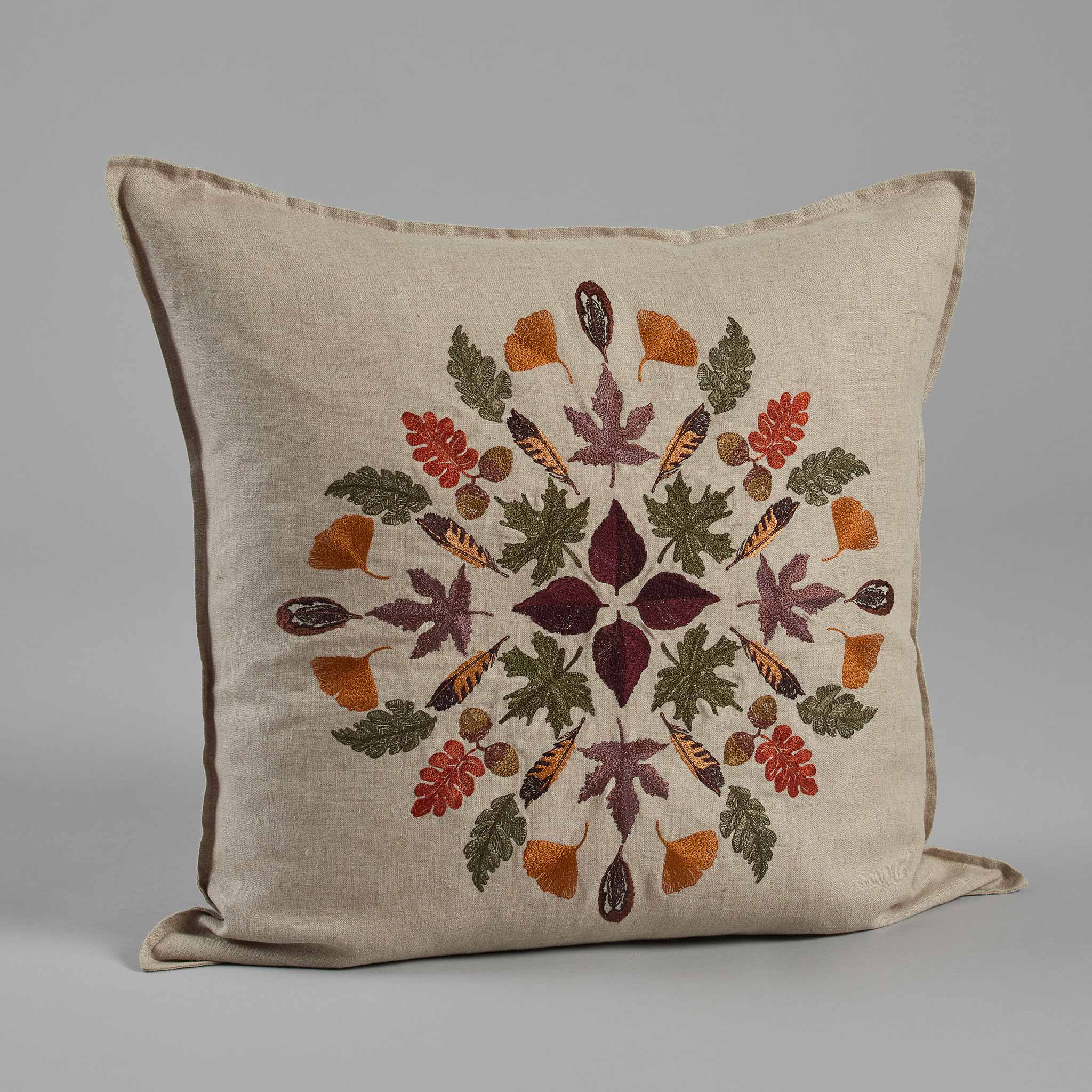 Pressed Leaves Pillow: Pillow Cover with Insert - Joy
