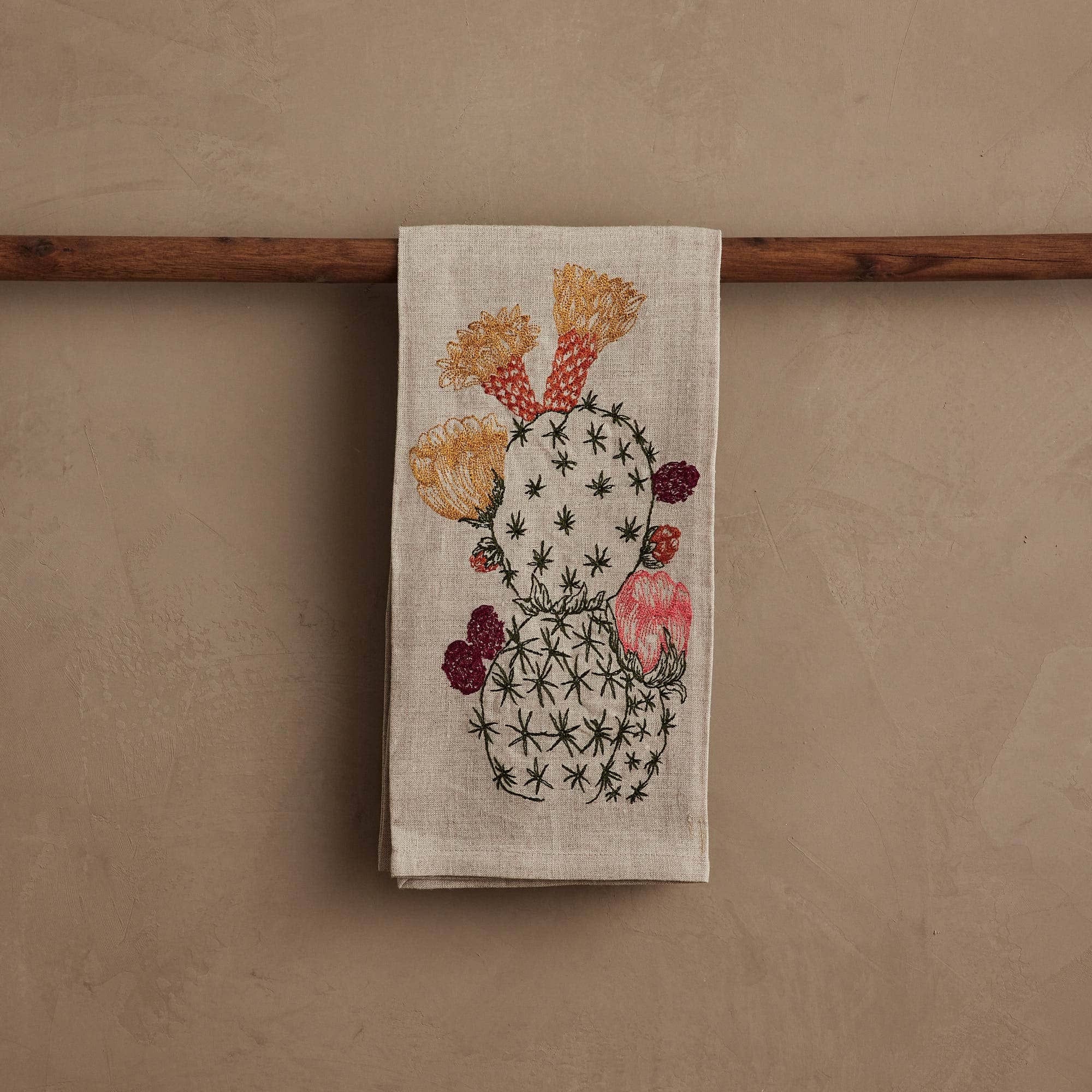 Prickly Pear Cactus Bloom Tea Towel - Joy