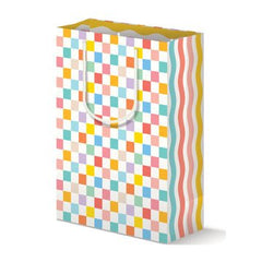 Rainbow Checkerboard Gift Bags - Joy