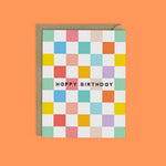 Rainbow Checkerboard Happy Birthday Greeting Card - Joy