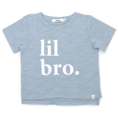 Raw Edge Tee "lil bro." White Ink - Fog - Joy