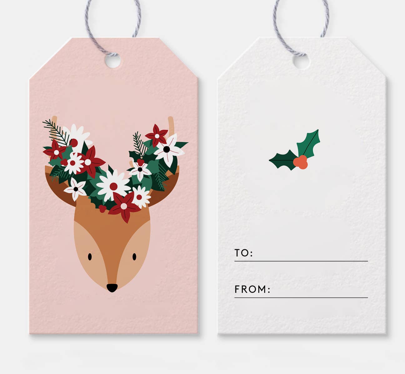 Reindeer Gift Tags - Set of 6 - Joy