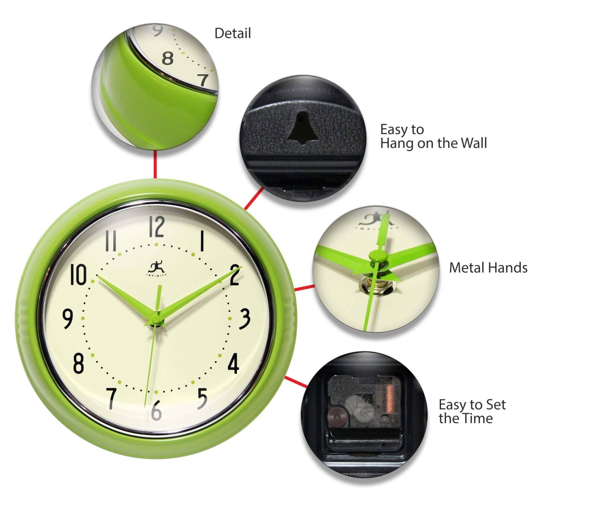 Retro Lime Wall Clock - Joy