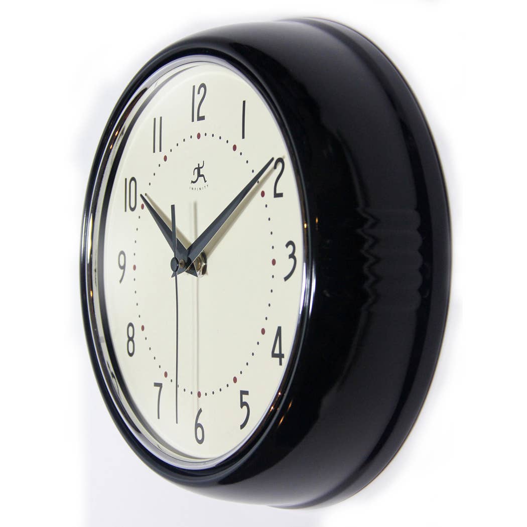 Retro Round Black Indoor Wall Clock 9.5 Inch - Joy