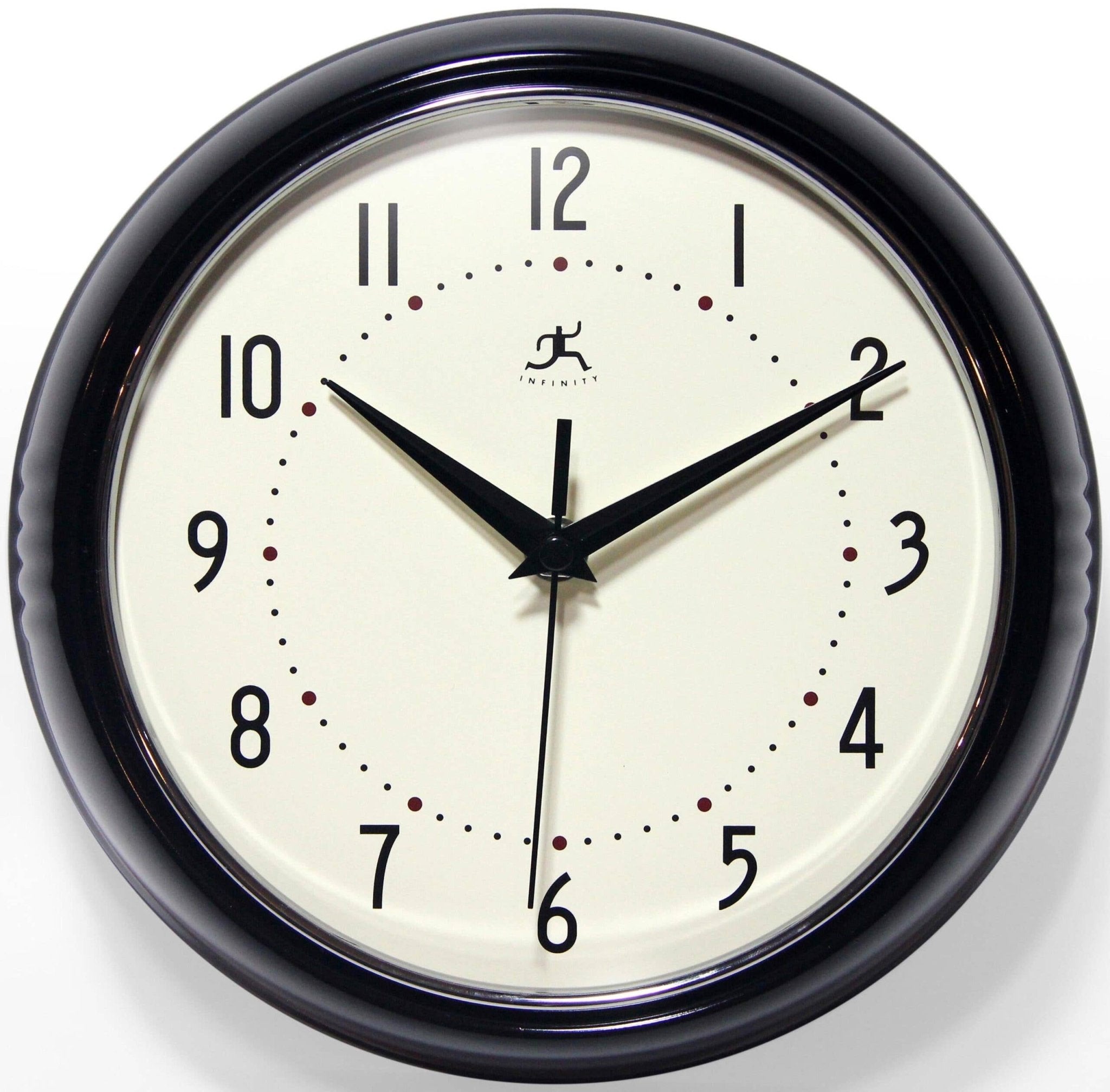 Retro Round Black Indoor Wall Clock 9.5 Inch - Joy