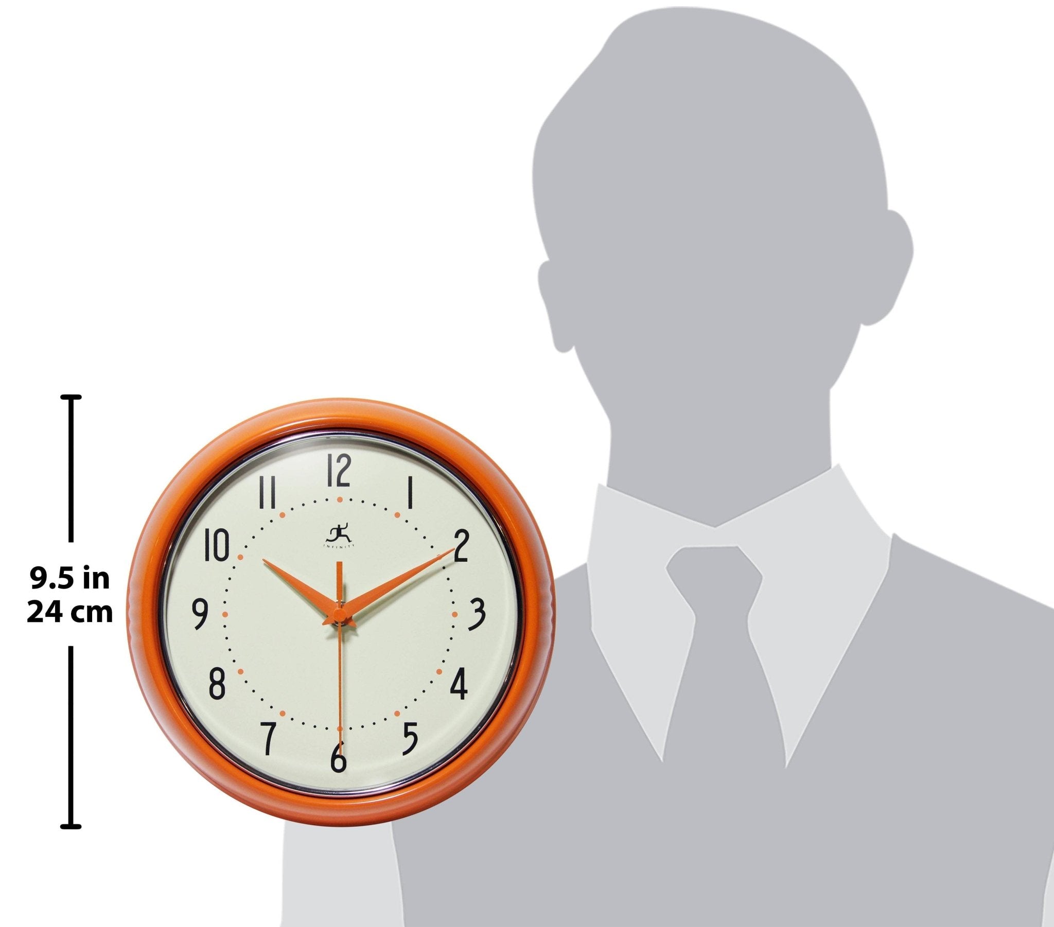 Retro Round Orange Indoor Wall Clock 9.5 Inch - Joy