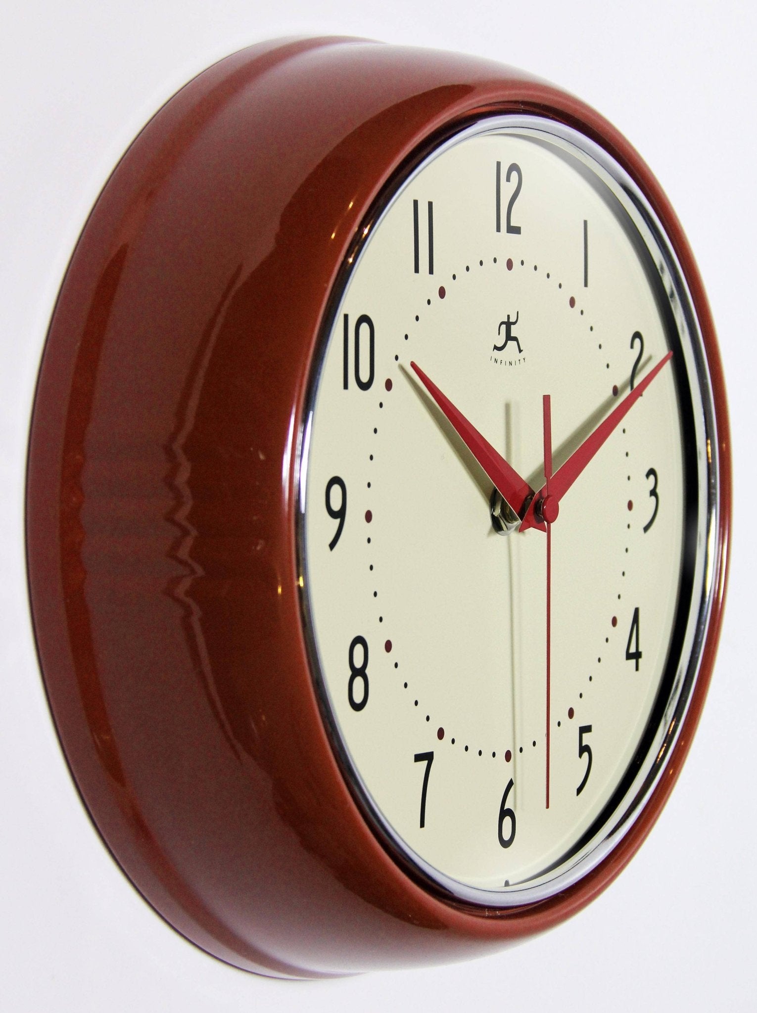 Retro Round Red Indoor Wall Clock 9.5 Inch - Joy