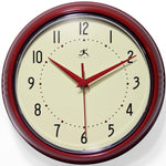 Retro Round Red Indoor Wall Clock 9.5 Inch - Joy