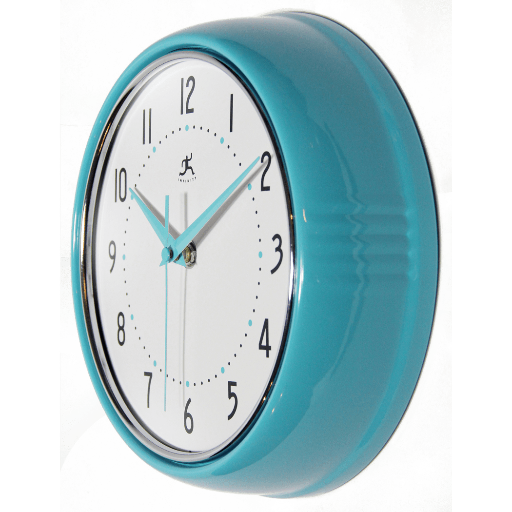 Retro Round Turquoise Indoor Wall Clock 9.5 Inch - Joy