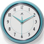 Retro Round Turquoise Indoor Wall Clock 9.5 Inch - Joy