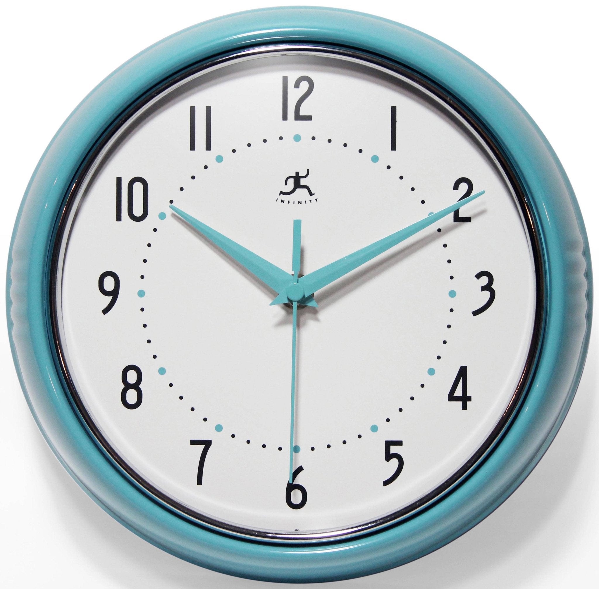 Retro Round Turquoise Indoor Wall Clock 9.5 Inch - Joy