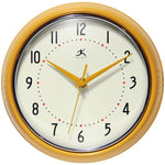 Retro Round Yellow Indoor Wall Clock 9.5 Inch - Joy